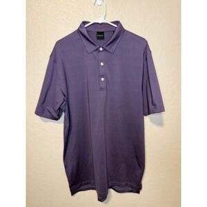 Dunning Golf Polo Shirt Mens Large Purple Striped Short Sleeve Casual Sport